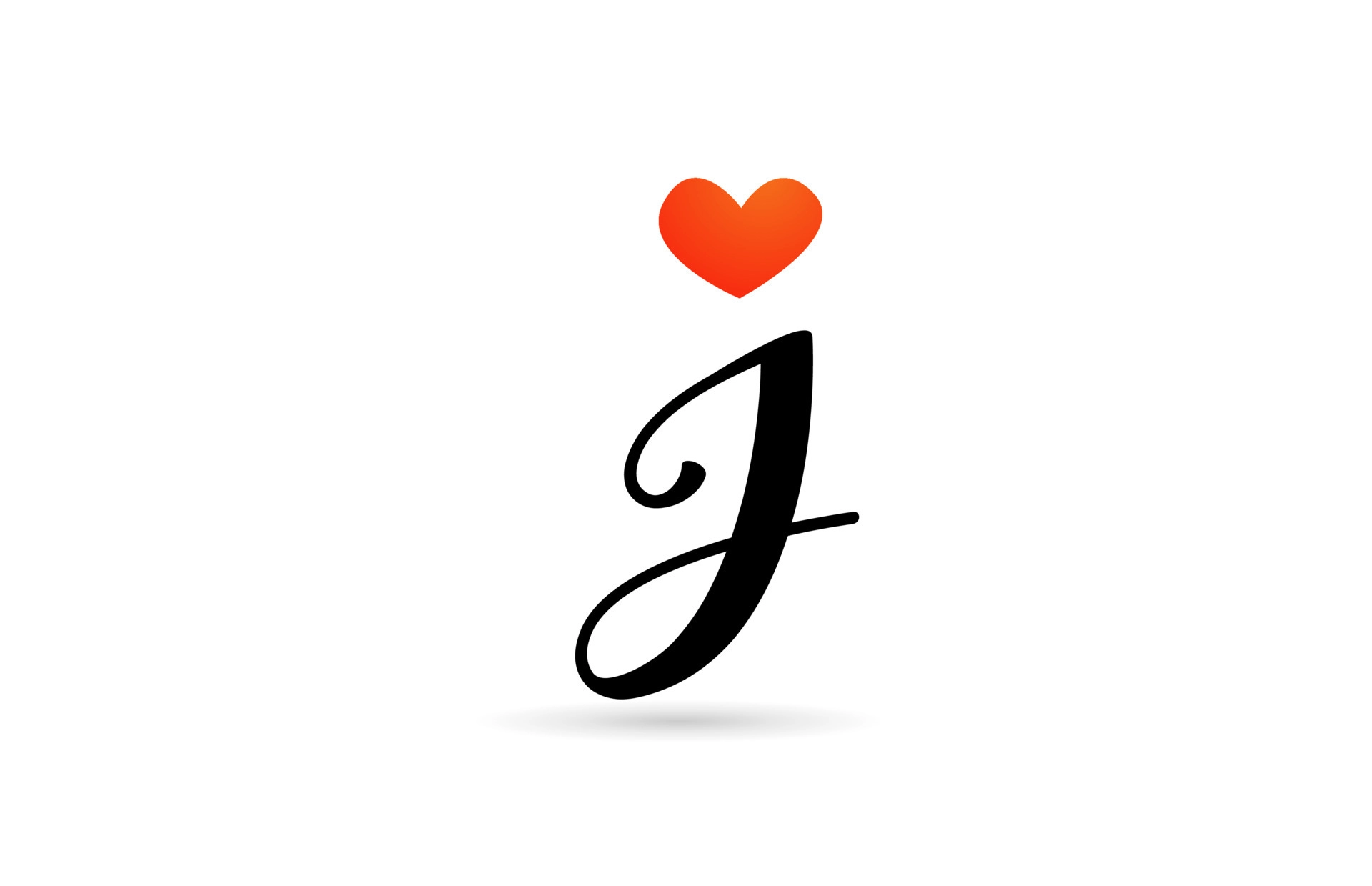 handwritten j alphabet letter icon logo design creative template for business with love heart vector
