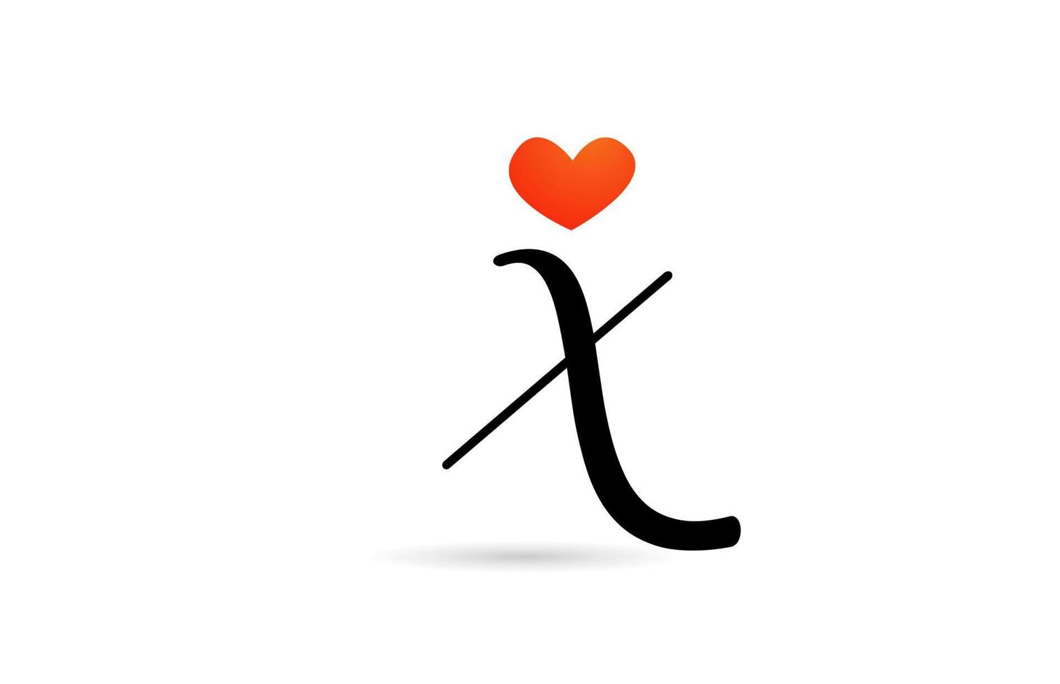 handwritten x alphabet letter icon logo design creative template for business with love heart vector