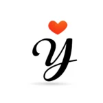 handwritten y alphabet letter icon logo design creative template for business with love heart vector