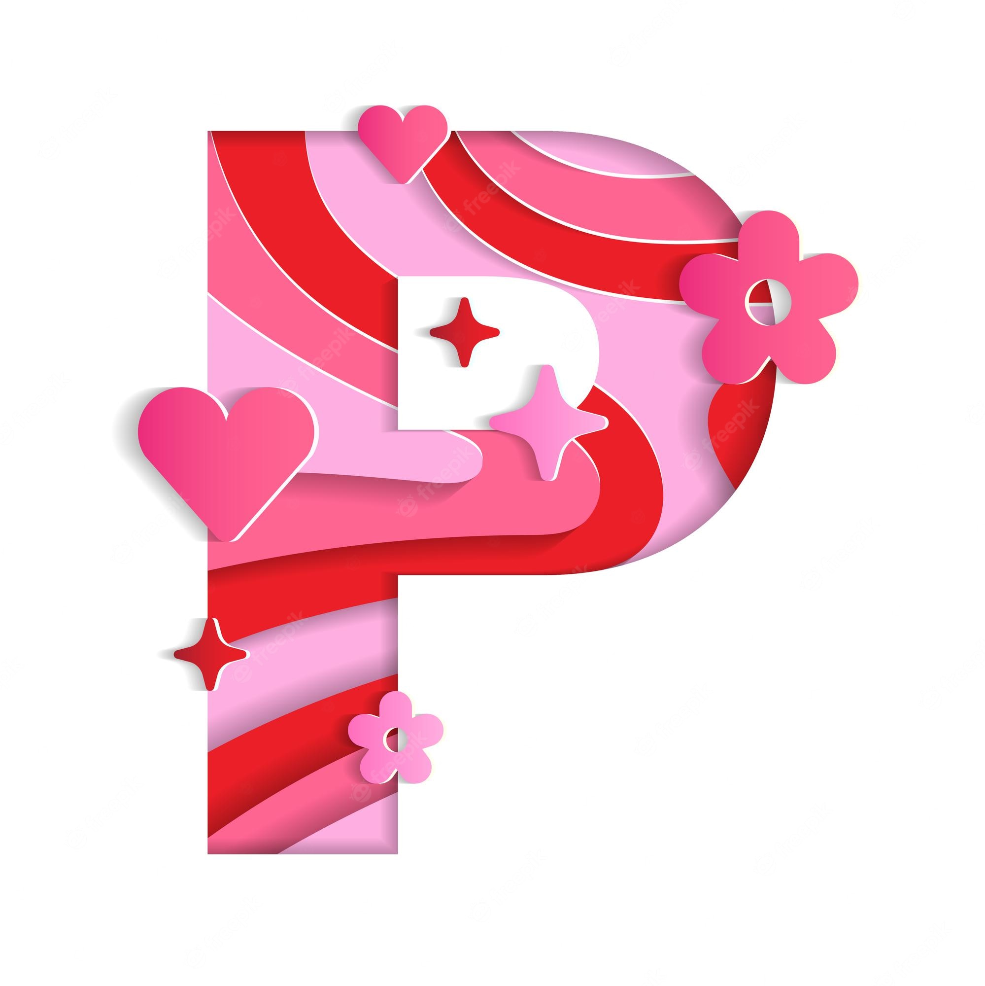 p alphabet valentines day love character font letter paper flower heart 3d layer paper cutout card 307151 962