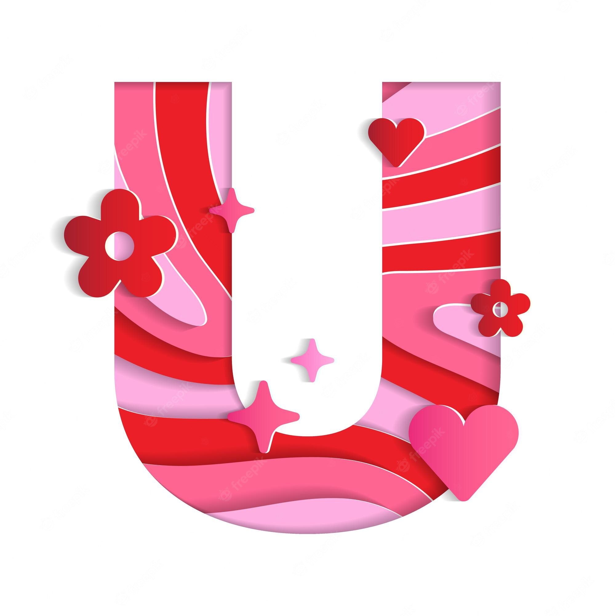 u alphabet valentines day love character font letter paper flower heart 3d layer paper cutout card 307151 970