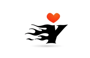 y alphabet letter logo design icon creative template for business with love heart flames vector
