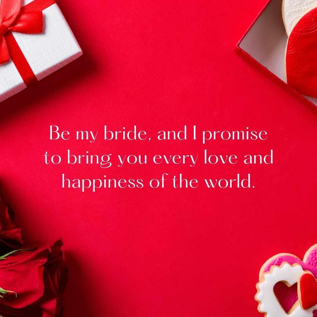 be my bride, and i promise to bring you every love and happiness of the world