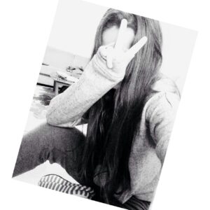 Attitude Girl DP | Hidden Face with Peace Sign in Black & White