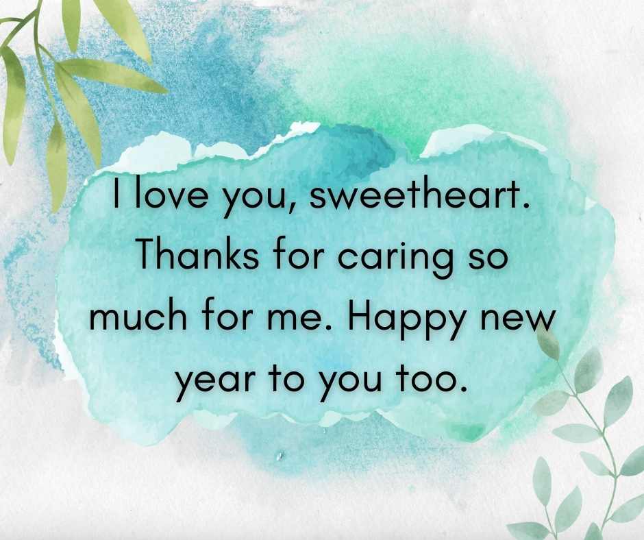 i love you, sweetheart thanks for caring so much for me happy new year to you too