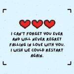 i can’t forget you ever and will never regret falling in love with you i wish we could restart again