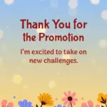 Thank you for the promotion... i am excited to take on new challenges