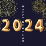 happy new year 2024 balloon number with sparky wallpaper full hd