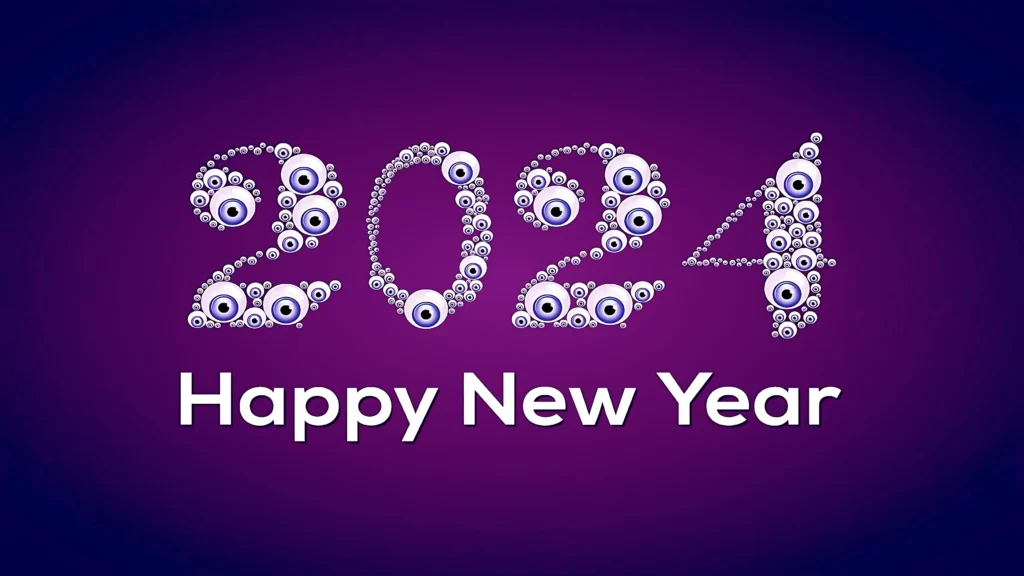 2024 Happy New Year Eye Logo Text Design. 2024 Number Design 4K