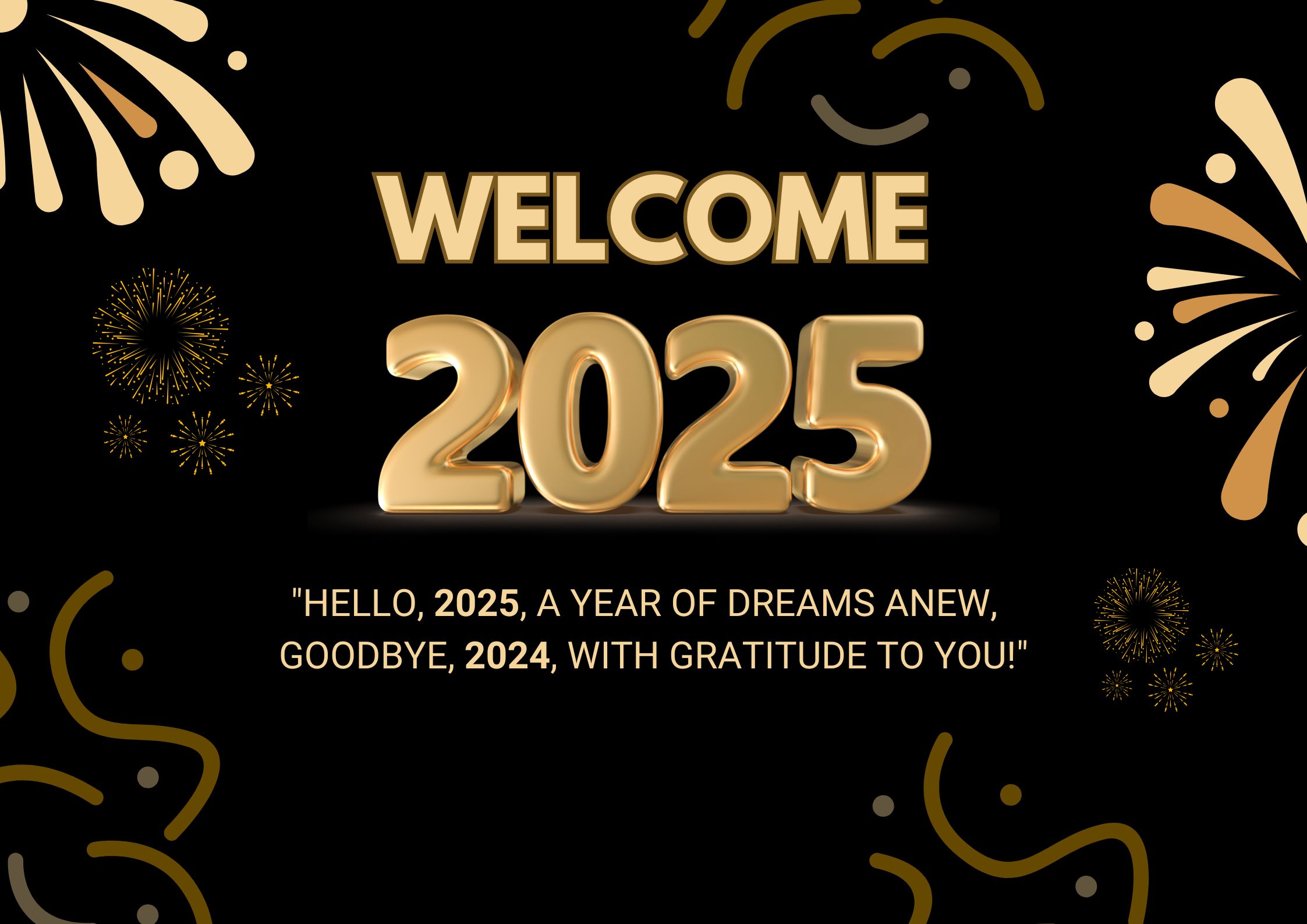 Black Brown and Gold Modern Welcome 2025 Poster