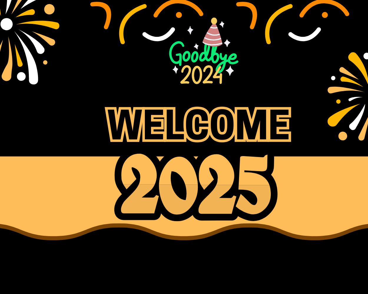 Black and Gold Illustrative Welcome 2025 Poster