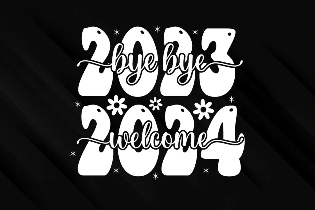 Bye bye 2023 Welcome 2024 New year Graphics design