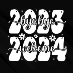 Bye bye 2023 Welcome 2024 New year Graphics design