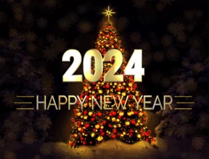 Christmas tree happy new year 2024 background