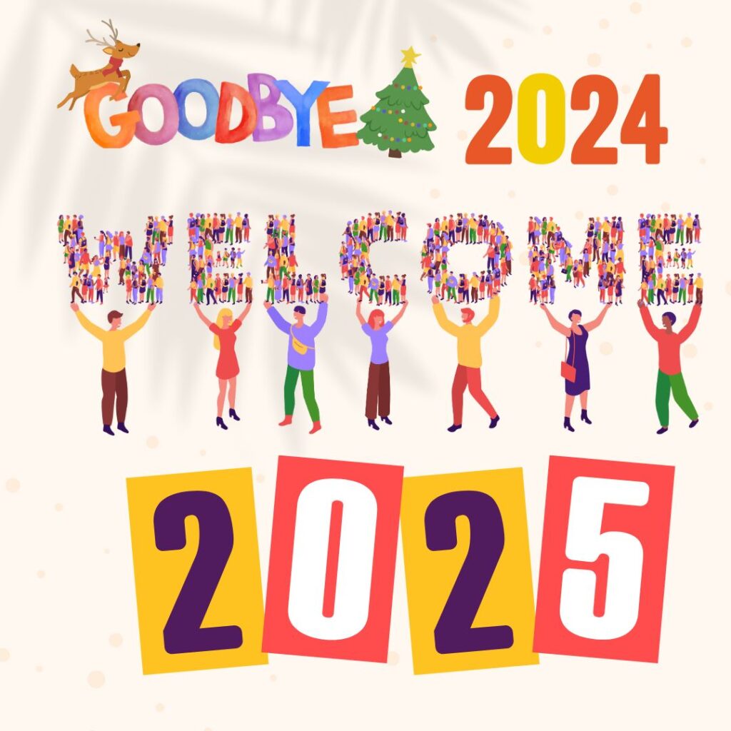 Cream Illustrative Goodbye 2024 welcome 2025 Post