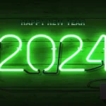 New Year 2024 4k Ultra HD Wallpaper Neon Light In Wood Background