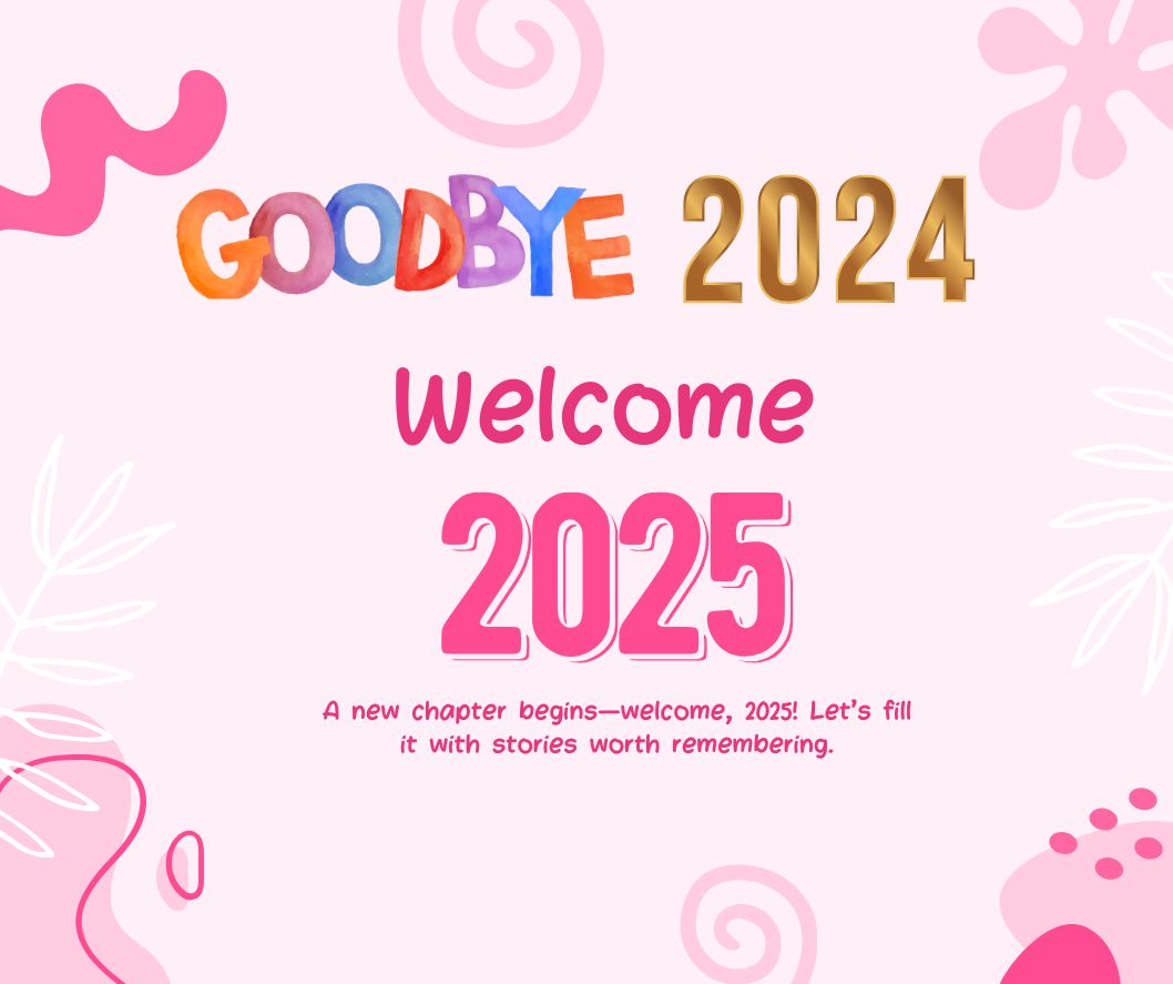 Pink Illustrative image Goodbye 2024 and Welcome 2025 wishes