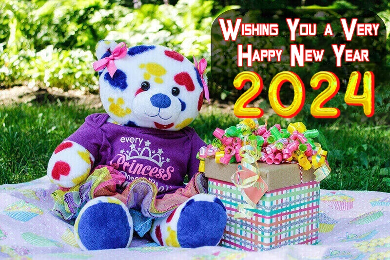 Romantic New Year 2024 Love Quote from Teddy bear