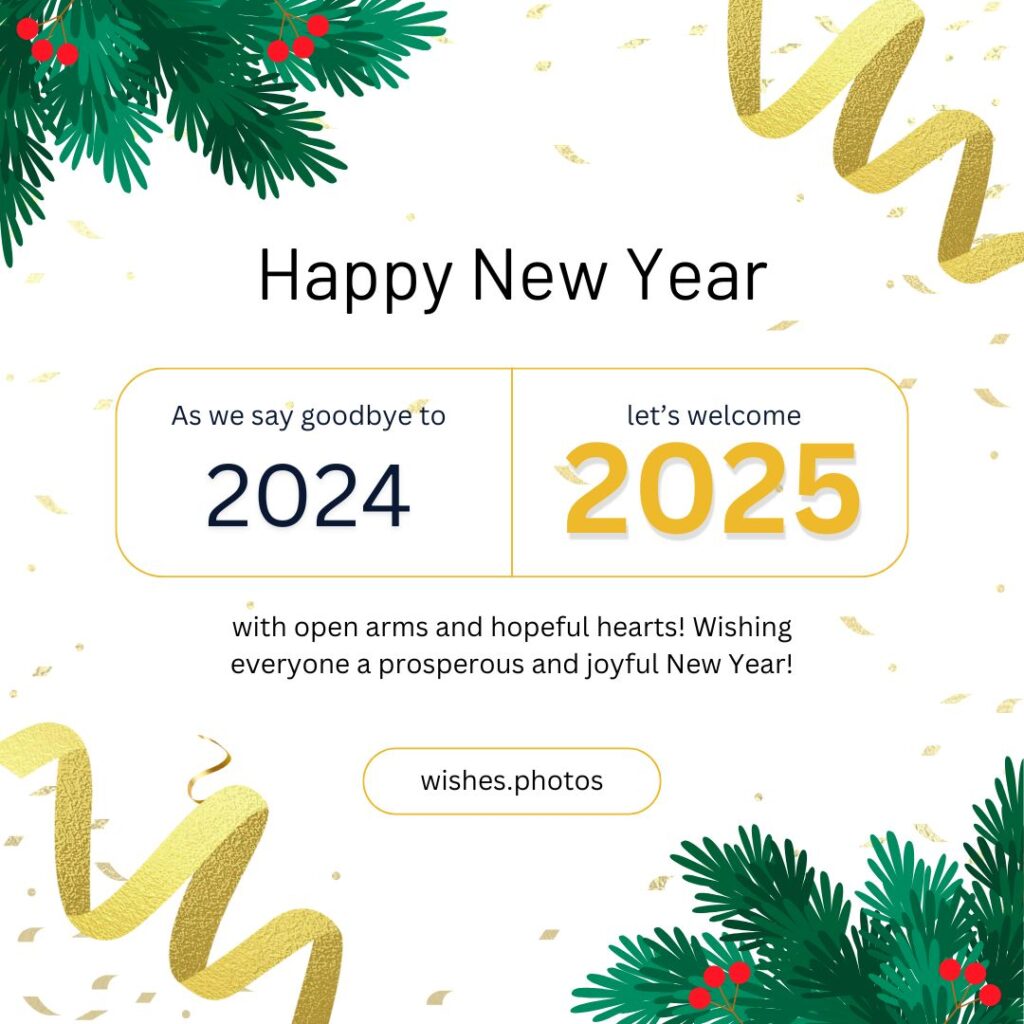 White Minimalist Happy New Year Greeting 2025 to goodbye 2024