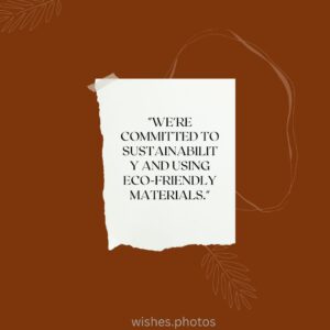 We're Committed To Sustainability And Using Eco Friendly Materials
