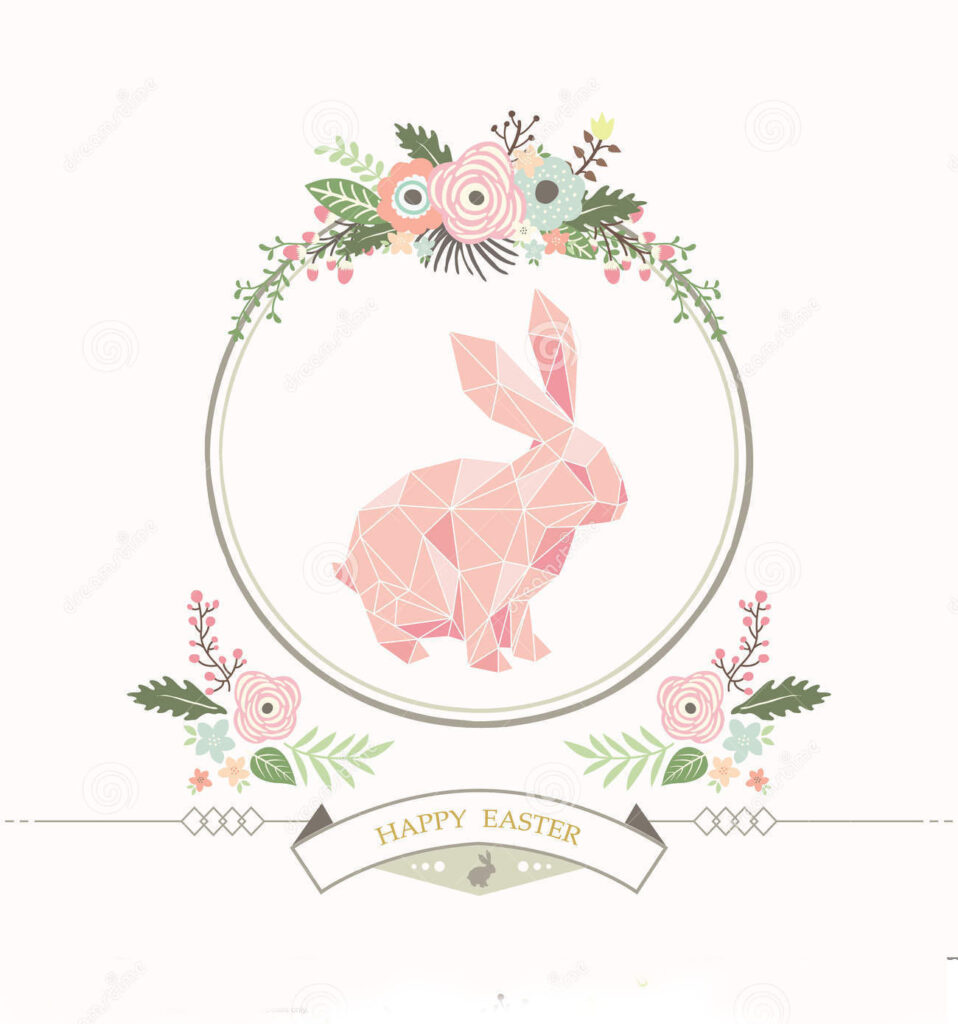 Floral Geometric Bunny Easter Card