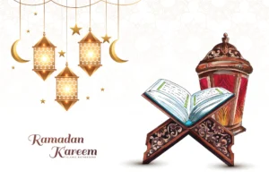 Beautiful Ramadan Kareem Holy Book Of Koran For Muslim Holiday Background Free Vector