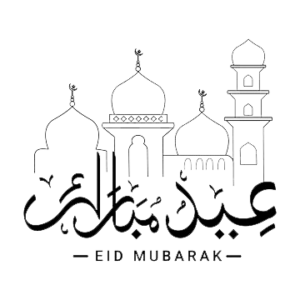 eid mubarak calligraphy png image with mosque png image