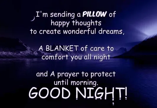good night wishes for someone special I am sending a PILLOW of happy thoughts to create wonderful dreams....