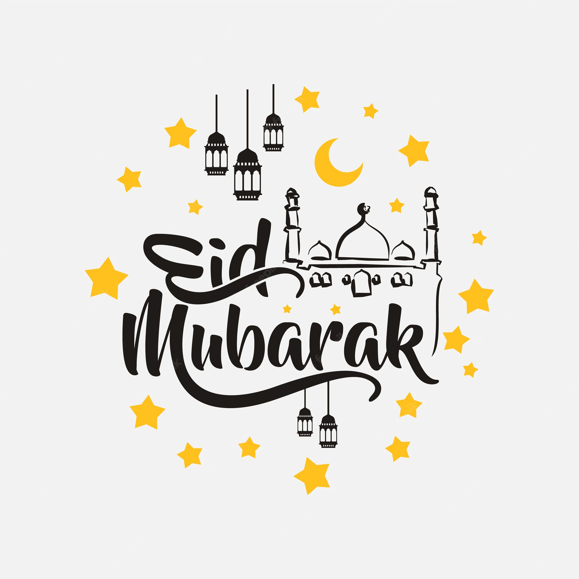 isolated calligraphy happy eid mubarak