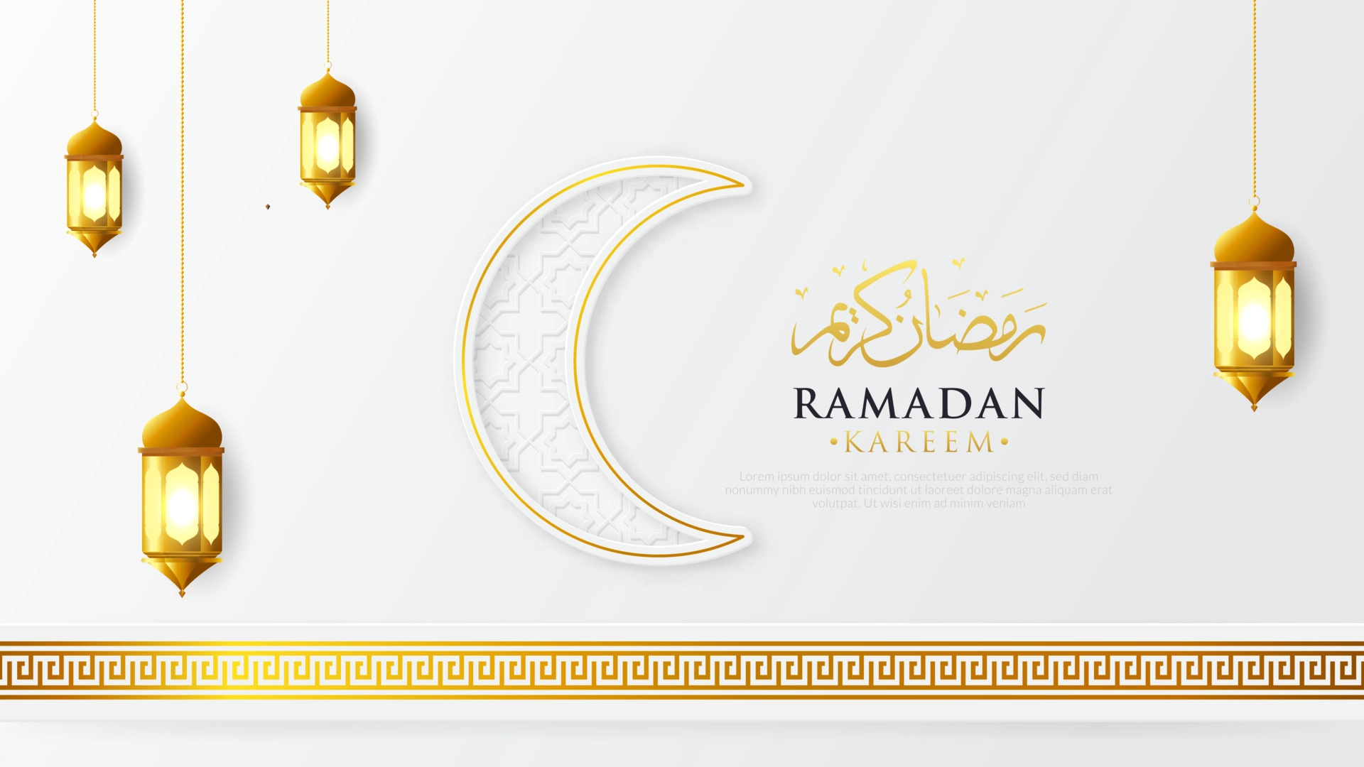 Modern And Beautiful Ramadan Kareem Background With Decoration Free Vector
