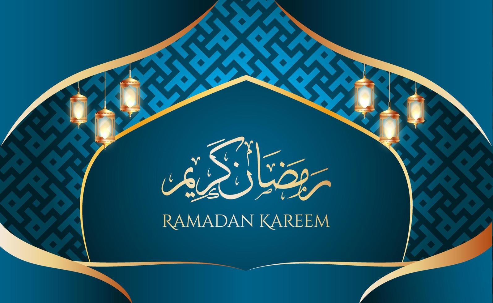 Ramadan Kareem Beautiful Greeting Card With Arabic Calligraphy Which Means Ramadan Kareem Islamic Background With Islamic Ornament And Mosaic Pattern Suitable Also For Eid Mubarak Vector