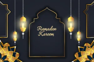 Ramadan Kareem Islamic Background Black Gold Luxury With Beautiful Lamp Vector