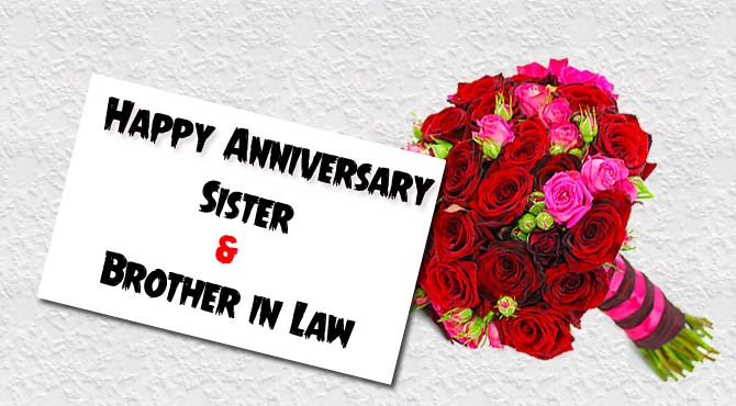 Happy anniversary to sister and brother in law
