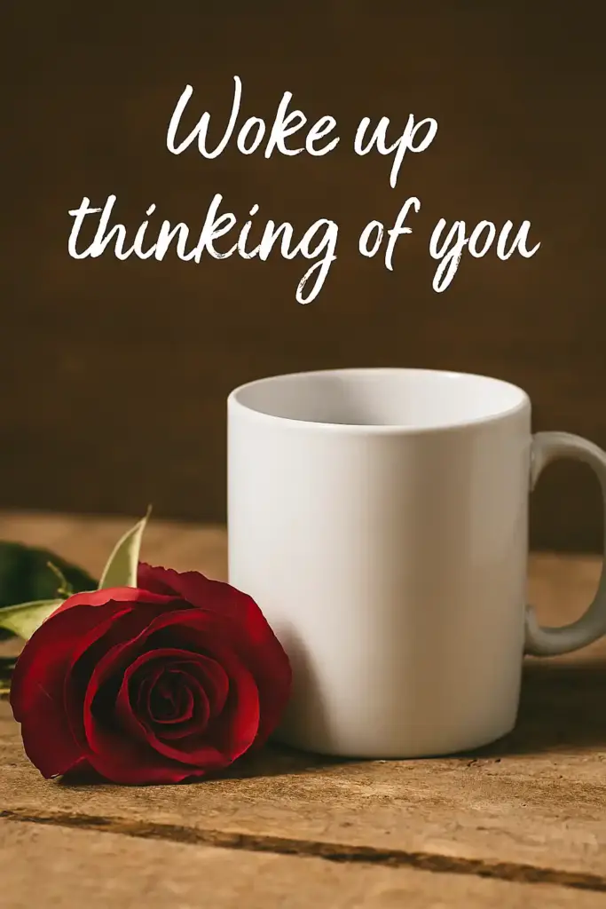 woke up thinking of you red rose coffee romantic morning