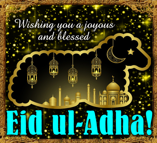 Eid ul adha animated gif wishing you a joyous and blessed