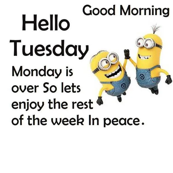 Good Morning. Hello Tuesday. Monday is over So lets enjoy the rest of the week In peace