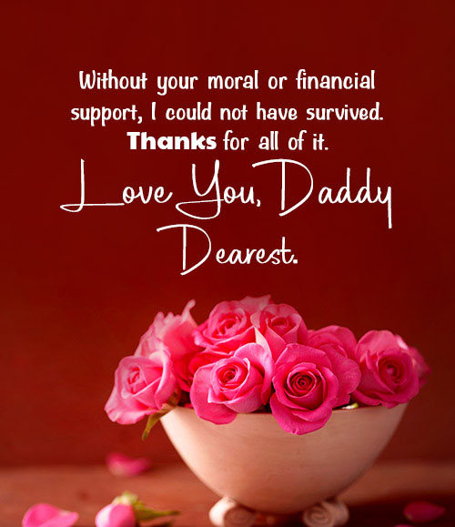 thank you message to dad for financial support