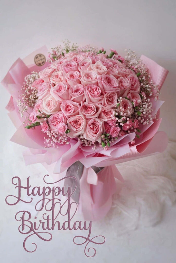 Download Birthday Message With Pink Flower Picture