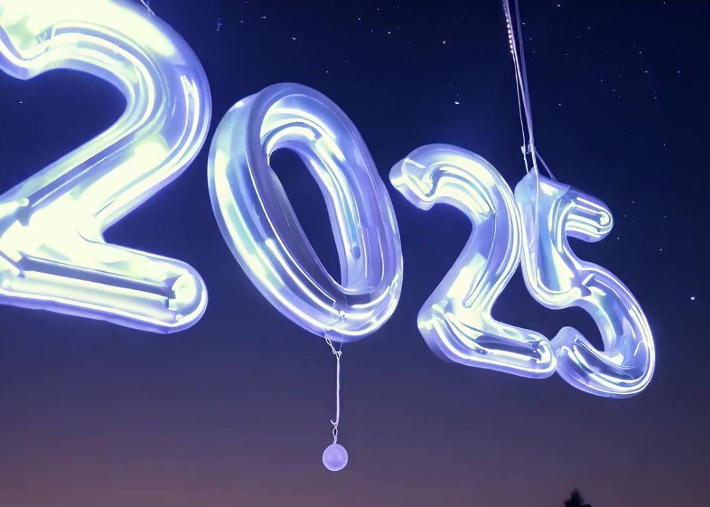 Happy New Year 2024 with balloons and baby new year