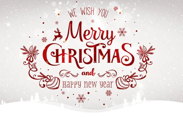 We Wish You a Merry Christmas red text and white background