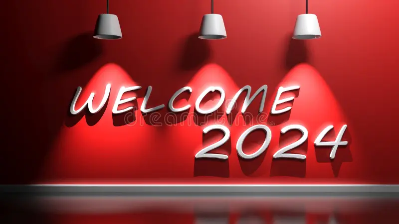 welcome write red wall lamps d rendering illustration