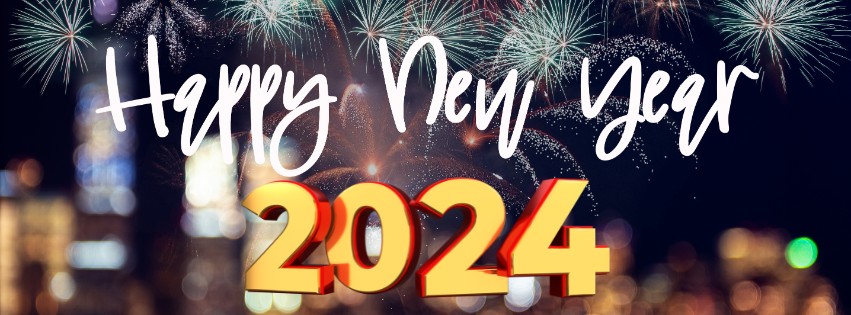 Colorful firework new year 2024 Celebration Images for Facebook Timeline covers