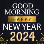 Good Morning Happy New Year 2024 Images with christmas background