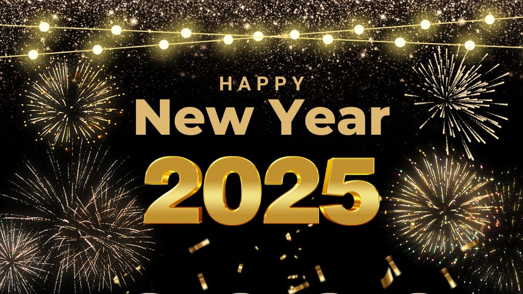 Good Morning Happy New Year 2025 Images with christmas background 1024x576