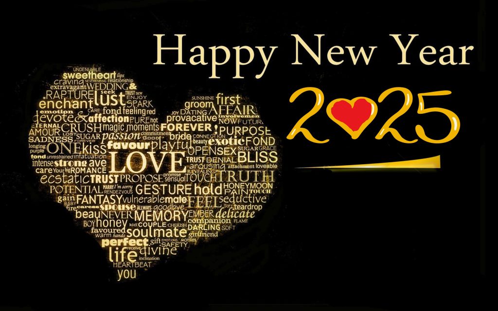 Happy New Year 2025 beautiful love wallpaper for your computer or smartphone 3840x2400