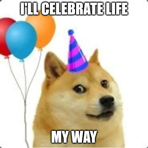 Ill celebrate life my way Party Doge Celebration Meme