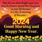 May the sun shine bright upon you may the flowers spread their fragrance in your life because it is the 1st morning of this year 2024 Good Morning and Happy New Year