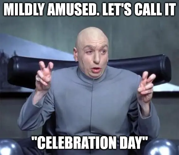 Mildly amused. Let s call it celebration day Dr. Evil Quotations Meme