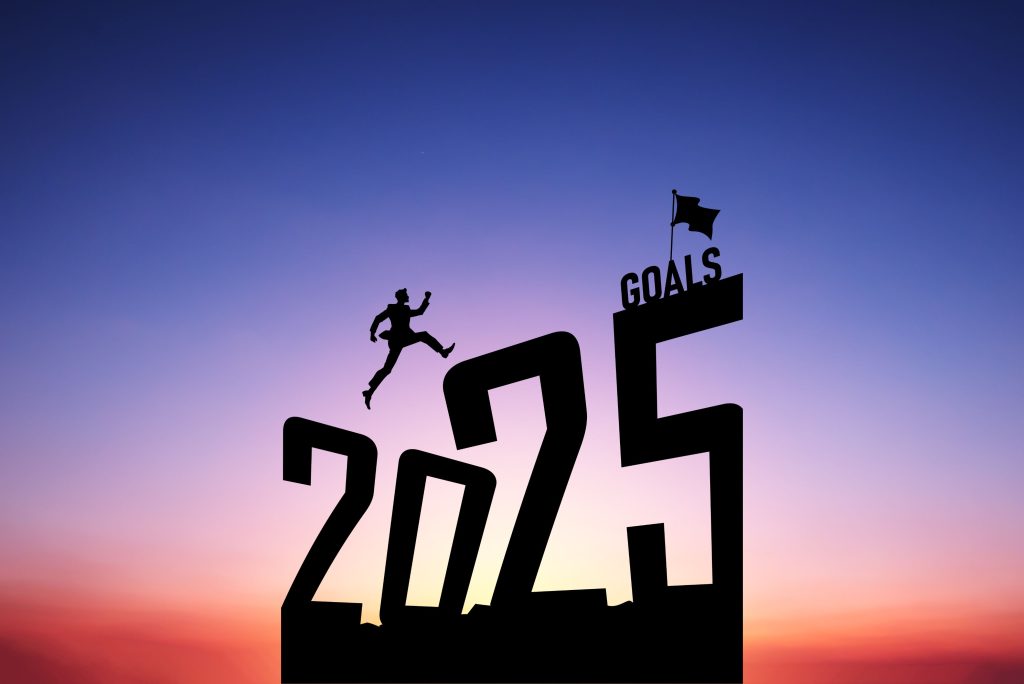 Motivational Happy New Year 2025 greeting wallpaper for PC or laptop