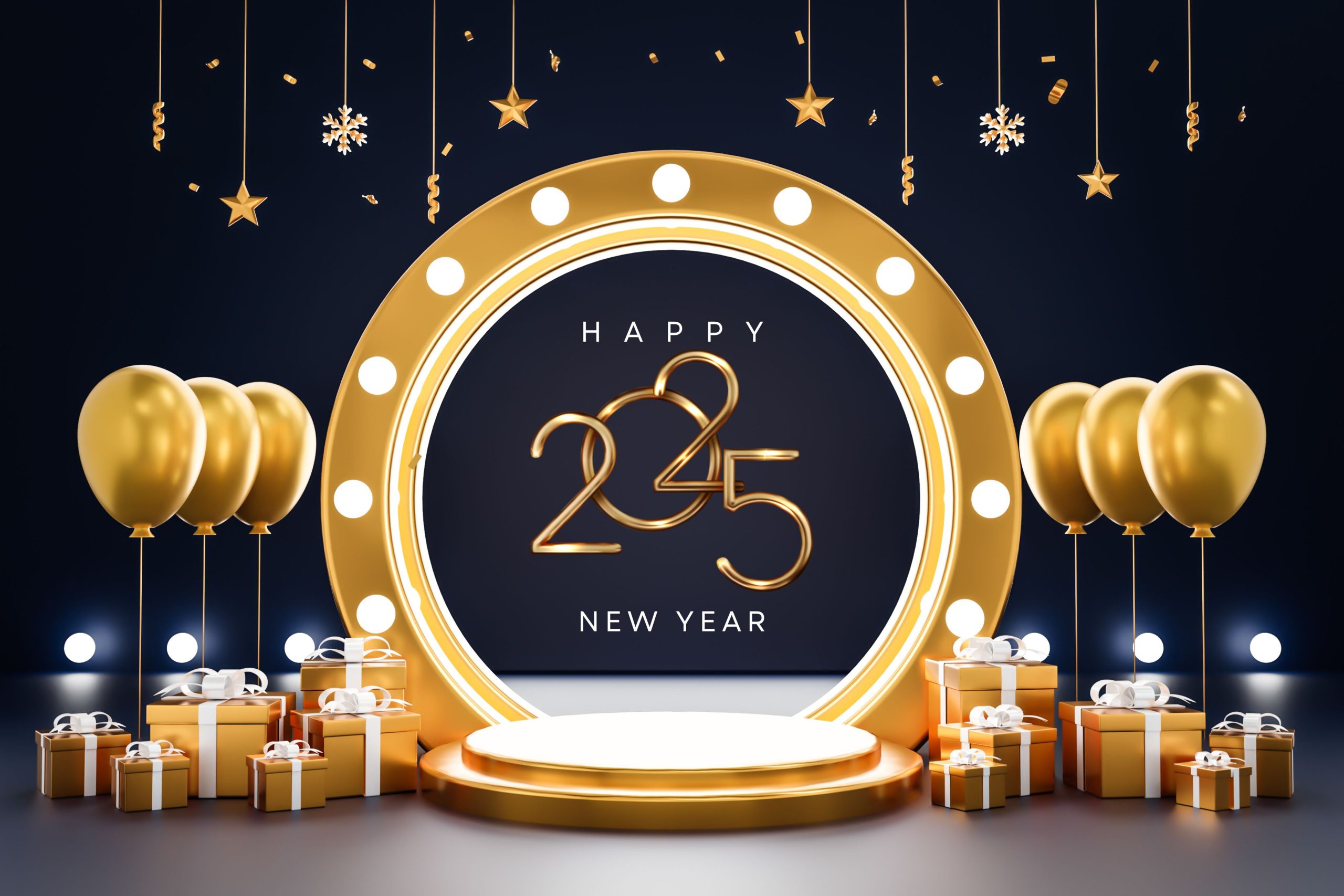 New Year 2025 4k Ultra HD Wallpaper Gold Letter And Number